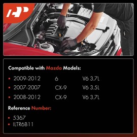 A-Premium Iridium Platinum Bujías compatibles con Mazda 6 2009-2012, CX-9 CX9 2007-2012, 3.5L 3.7L, paquete de 6