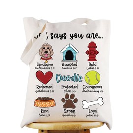 WZMPA Doodle Tote Bag Doodle Pet Gift God Says You Are Handsome Accepted Bold Doodle Reusable Bag Doodle Mom Gift, God Says Doodle Tg, L