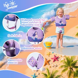 Toddler Swim Vest, Toddler Floaties Fit 20-66LBS, Swim Vest for Toddlers Learning to Swim, Puddle Kids Jumper with Adjustable Strap, Swim Jacket Arm Floaties for Baby Boys Girls 1-7 Years Old