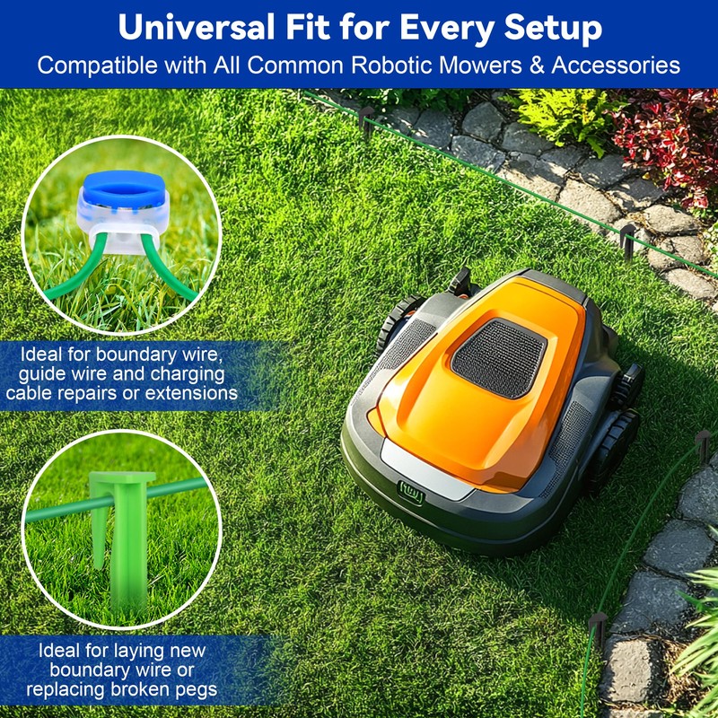 COZCLAM 100 Pegs & 5 Cable Connectors for Robotic Lawnmower