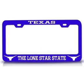 Custom Brother - Texas The Lone Star State Cowboy Horn Metal Car SUV Truck License Plate Frame Bu m35
