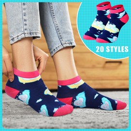 Xuhal 20 Pairs Nurses' Week Appreciation Gift Nurse Novelty Cotton Ankle Socks Bulk for Doctor Dental Medical Assistant