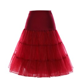 Boolavard 1950 26 inch Vintage Retro Rockabilly Petticoat Petticoat Tutu Skirt Petticoat Swing Red Black White Pink Blue, Burgundy red