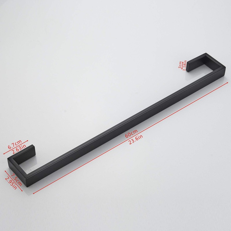 JunSun Matte Black Bath Towel Bar 24 Inch Bathroom Towel