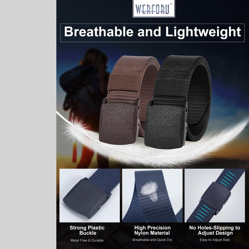 WERFORU Nylon Belt for Men 2 Pack Military Tactical Belt