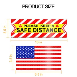 Zpana American Flag Car Reflective Magnetic Stickers, 4PCS Keep a Safe Distance Safety Warning Signs Sticker for Auto Window Bumper, Vehicle Exterior Decor, Universal for SUV Sedan Truck