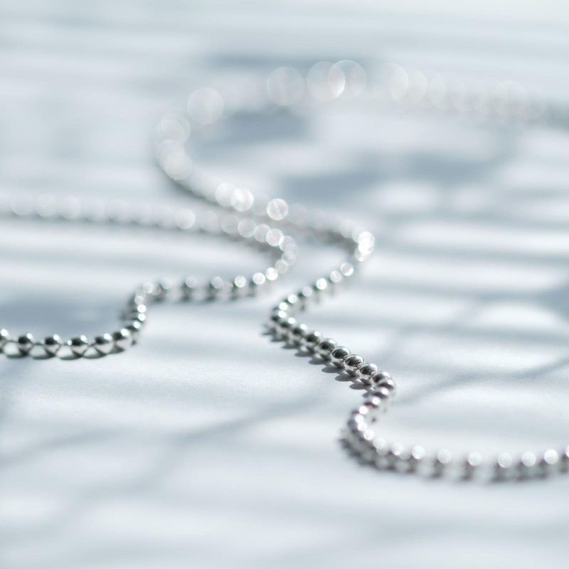 [Cloud-jewelry] 3mm/42cm Ball Chain Necklace, 925 Silver, Sterling Silver