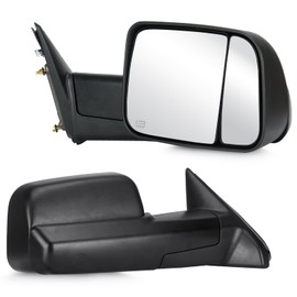 Youxmoto Towing Mirrors Fits 09-17 for Dodge Ram 1500; 11-17 Ram 2500/3500 Pickup Truck 2009 2010 2011 2012 2013 2014 2015 2016 2017, Tow Mirrors Heated, Manual Folding/Flip Up
