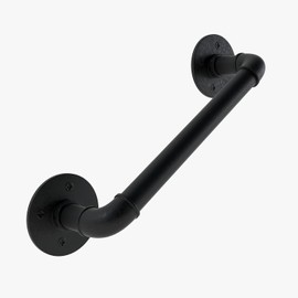Pamo Handrail for stairs, 36-392 cm, black handrail made of sturdy pipes in industrial loft design, stair railing inside for wall mounting, handrails