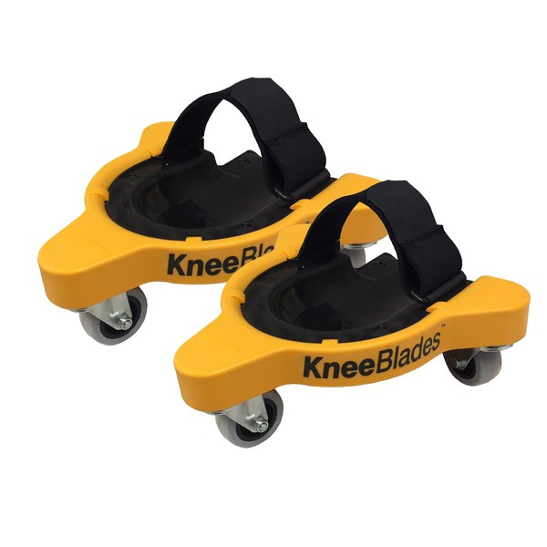 Milescraft 1603 Knee Blades-Durable Heavy-Duty Knee Pads with 3 Casters & Comfortable Gel Cushions, Full 360 Degree Turn Capability Without Lifting from the Floor- Yellow-Ideal for any Floor Job