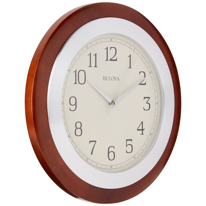 Bulova C4228 Reedham Wall Clock, 14" Diameter, Walnut