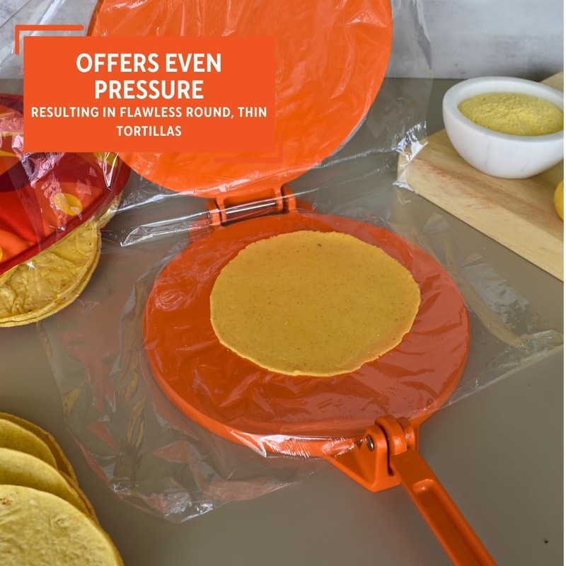 IMUSA USA Aluminum Tortilla Press 8-Inch, Orange