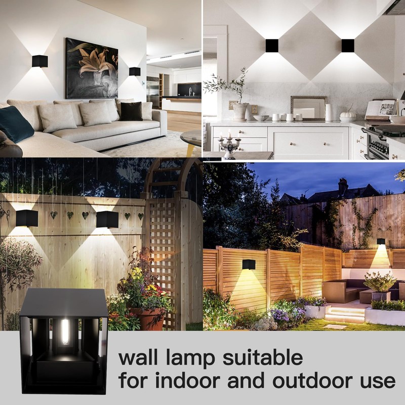 Mille Lucciole 12W 4Pack Outdoor Wall Lights Exterior/Interior,LED Black Outdoor