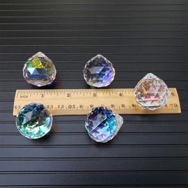 chengmu 30mm Crystal Glass Ball 10pcs Chandelier Prisms Pendants Parts Beads Rainbow Maker Garden Suncatcher for Windows Candelabra Lamp Curtain Party Wedding Decoration - AB Colour