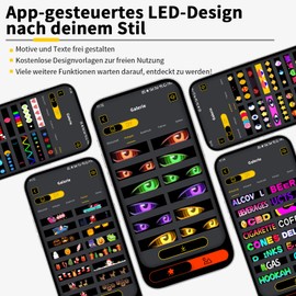 Aiorber Devil Eyes Light for Cars Led Augen für LKW,Programmierbar Laufschrift Leuchtreklame Led Augen für LKW frontscheibe, Flexible Matrix Display Panel Smart App, Bluetooth,USB