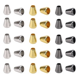 30pcs Metal Bell Stopper Conical Cord Ends Lock Fastener Zipper Pull Rope Ends Toggle Clip for Lanyard Clothes Backpack DIY (Multicolor)