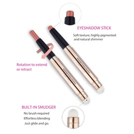 Enfuntins Eyeshadow Stick, Shimmer Cream Eye Shadow Pencil Crayon with Soft Smudger, Long Lasting Waterproof Eye Highlighter Eye Shadow Make Up (05 Orange Brown Shimmer)