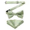 HISDERN Bow Tie with Pocket Square for Men Plain Adjustable