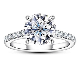 Gobaalele Cubic Zirconia Engagement Wedding Ring 4.0CT 5A Grade D Color Round Cut CZ Simulant Diamond Anniversary Promise Ring for Women Size7