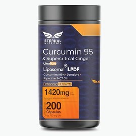 CURCUMINA 95  SUPERCRITICAL GINGER 200 capsulas (1420mg por porcion), Curcuma y Jengibre con Piperina y MCT Oil, by Eternal Nutrition - Ingredientes  