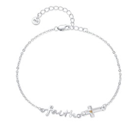 TRISHULA Faith Cross Bracelet 925 Sterling Silver Mustard Seed Bracelet Cross Faith Adjustable Bracelet Anklet Religious Jewelry Gift for Women