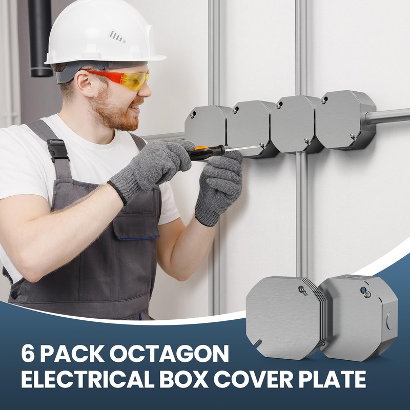 6Pcs Octagon Electrical Box Cover Plates, Junction Box Cover, Electric