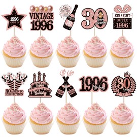 40 pezzi 30° compleanno decorazione torta vintage 1996 cupcake toppers prost su 30 anni decorazione torta per 30° compleanno anniversario festa torta decorazione torta decorazioni nero oro rosa