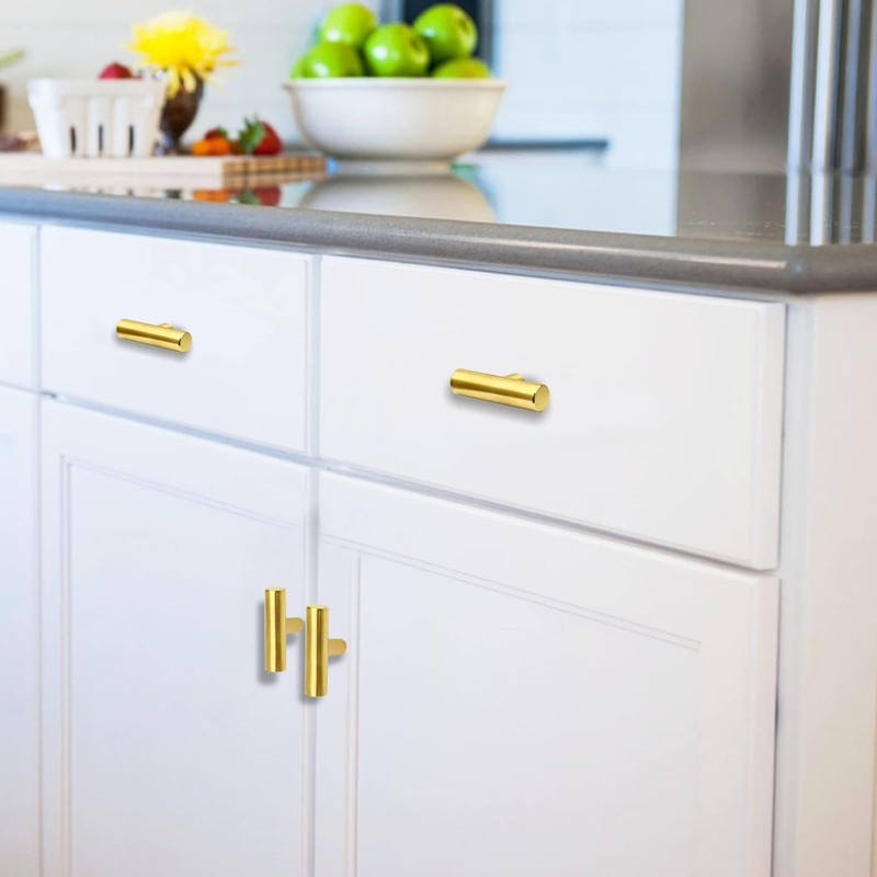 Cjueiom 12 Pack Gold Cupboard Knobs 50mm Length T Bar