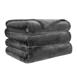 LINENOVA Fleece Throw Blanket for Couch, Sofa, Bed, Soft Lightweight Flannel Microfiber Plush Cozy Blankets and Throws for All Seasons(127x152cm, Charcoal)