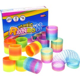 PowerTRC 12 Pcs Slinky Toys for Kids Goodie Bag Stuffer Rainbow Slinky Party Favors Spring Toy Slinkies for Carnival Prize Classroom Exchange Gifts (2.5 inches)