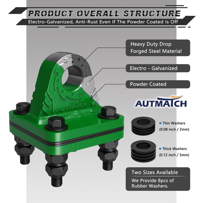 AUTMATCH D Ring Shackle Mount with Backer Plate (2 Pack)