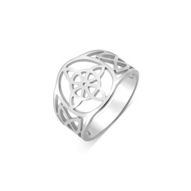 Dreamtimes Ring with Witch Knot Ring Stainless Steel Ring with Celtic Amulet Ring with Geometric Knot Vintage Jewellery Stackable Ring Irish Jewellery Gifts for Women, Stainless Steel, Not applicable.
