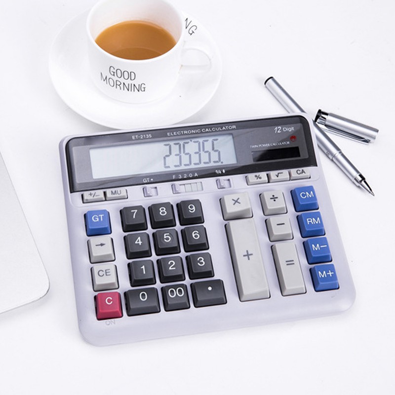 Solar Calculator 12 Digit Large Keys Clear Display Office Calculator