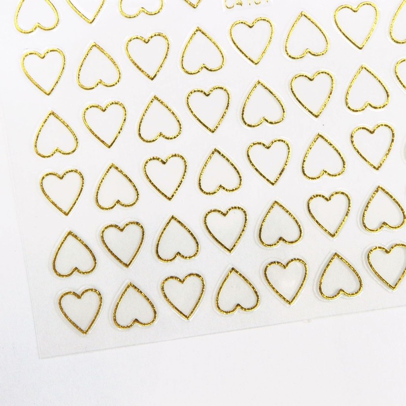 Nail Seal Line Heart [Gold] Gold Nail Sticker Nail Art
