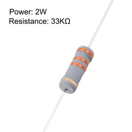 Sourcingmap 50Pcs 33K Ohm Resistor, 2W 5% Tolerance Carbon Film Resistors, 4 Bands for DIY Electronic Projects and Experiments