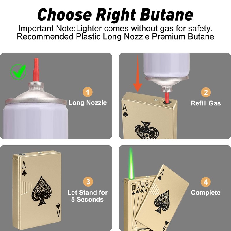 Jet Torch Lighter, Refillable Butane Gas Lighter (Requires Long Nozzle