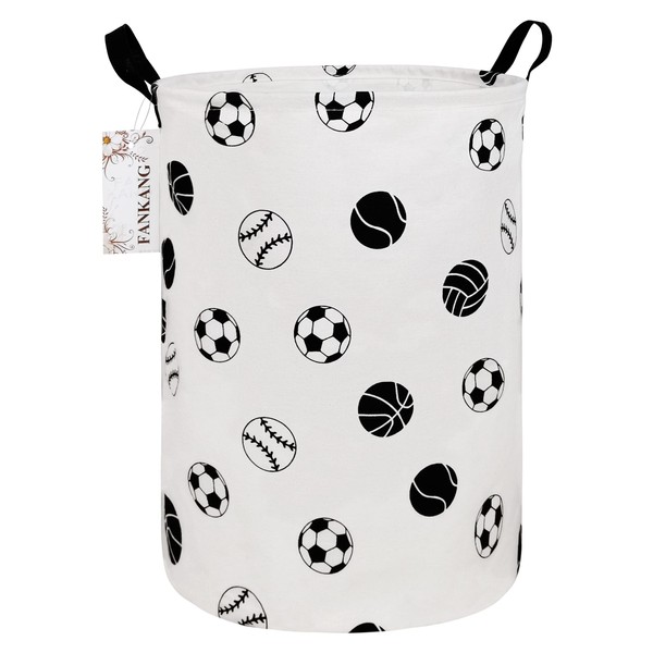 FANKANG Large Laundry Hamper Storage Bin for Toys or Clothes Bedroom Canvas Foldable Waterproof PE Coating (Football)