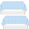 2pack Blue Gingham Checkered Table Cloth Party,137*274cm Wipe Clean Checkered