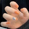 Nail Tips, Short, 24 Pieces, Nail Tips, Gradient, White, Blue,