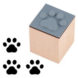 OLYCRAFT Paw Print Wooden Rubber Stamp 1x1x1.3 inch Square Rubber Stamp Small Mini Wood Stamps Decorative Mounted Rubber Stamps for Scrapbooking Card Making Planner DIY Craft Card Vintage Decor