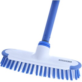 Superio Deck Scrub Brush with Long Handle (54 Inches) Heavy Duty Stiff Bristles Grout Scrubber with Scraper - Cleans Hot Tub, Swimming Pool, Granite Tiles, Bathroom, Patio, Kitchen, Wall and Deck