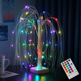 NXUEBDU Willow Tree with LED Lights, 2 feet 60 LED RGB Color Changing Light Up Willow Tree with Remote, Lighted Tabletop Tree Lamp for Chritmas Birthday Wedding Party Decoration