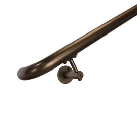 Industrial Aluminum 1.5 Inch Round ADA Complete Indoor/Outdoor Straight Handrail Grab Bar Kit, Returns to Wall (Bronze, 2 Foot Handrail)