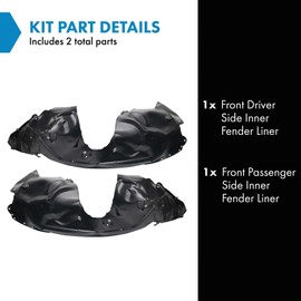 TRQ Front Inner Fender Liner Set Compatible with 2017-2019 Ford Fusion FO1248179 FO1249179