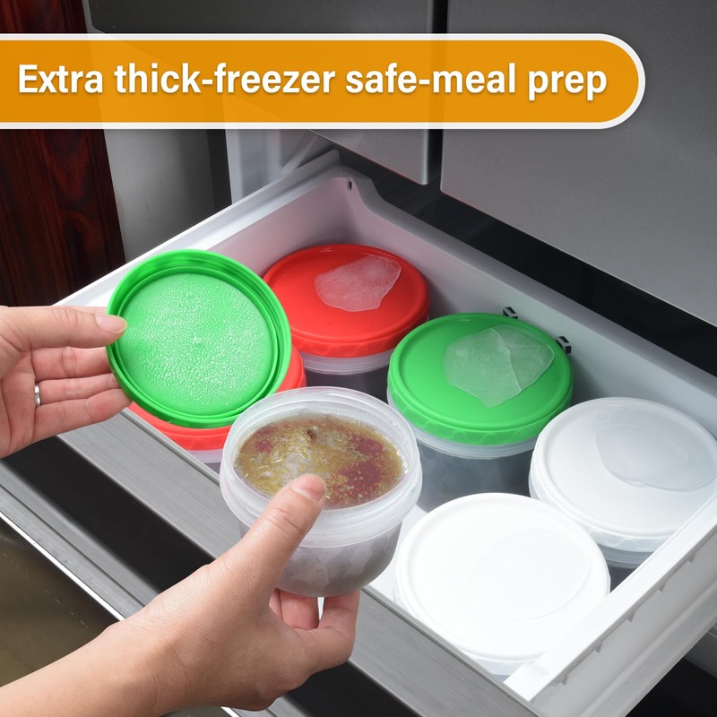 EONJOE 8 oz Small Freezer Containers with Lids Stackable Plastic