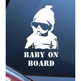 Baby On Board Vinyl Car sticker Van Truck Bike Bumper Decal Safety sign Caution Sign for New Parent and Baby Window Sticker Funny Vinyl Sign Decal Child In Sunglasses Cars Bumper Stickers Signs