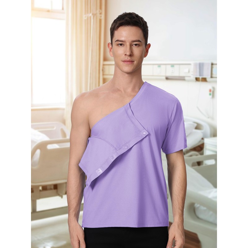 AprBark Magnetic Buttons Post Shoulder Surgery Recovery Shirt for Men