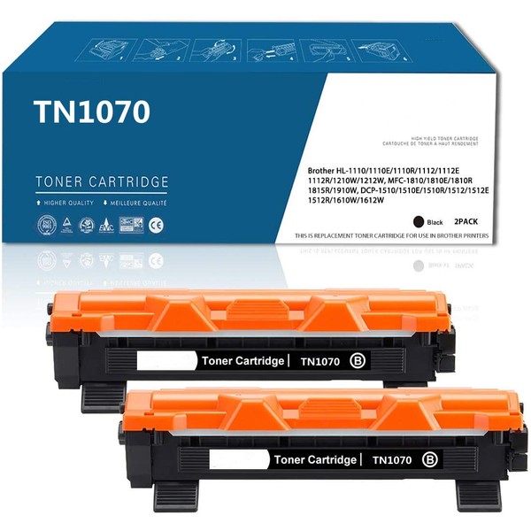 2 Pack Toner Cartridge TN1070 TN-1070 Compatible with Brother HL-1110