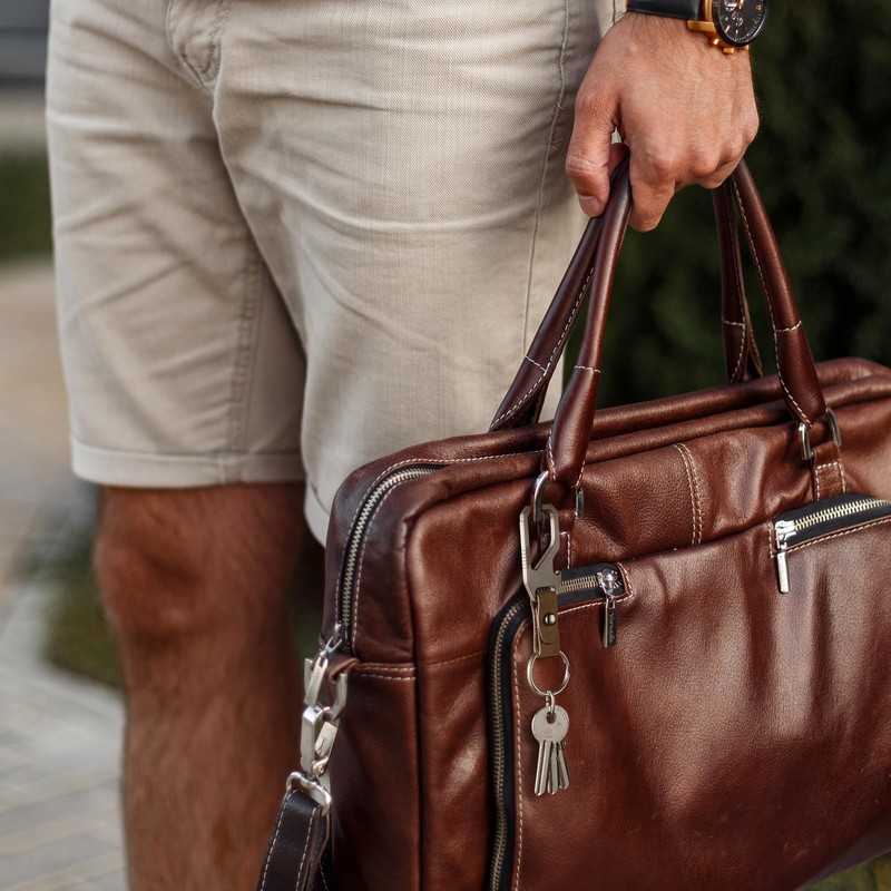 VULKIT Titanium Key Keeper Genuine Leather Belt Loop Keychain, Bottle