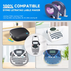 2X Dymo LetraTag 12267 Replacement Label Tape - Black on Clear/Transparent Plastic Cassette for LT-100H, LT-100T, QX50, LT-110T, XR, XM 2000 - Label Orison